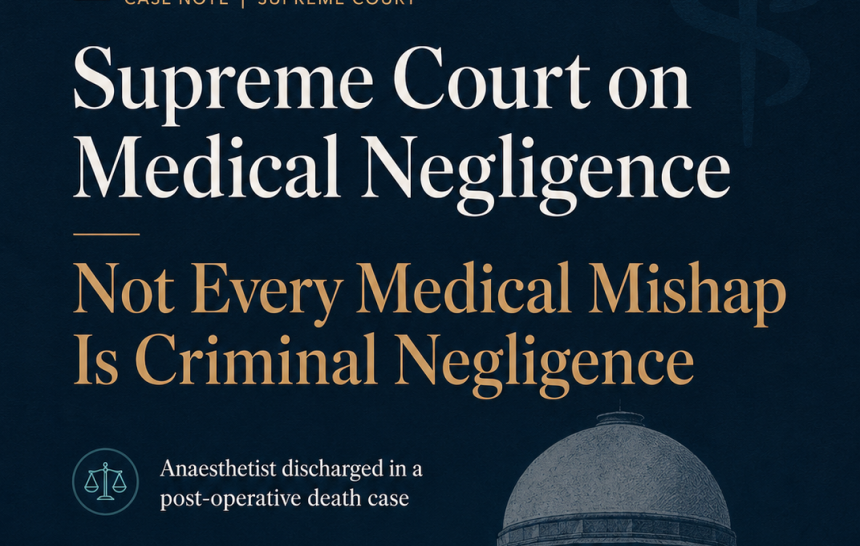 Supreme Court medical negligence case note explaining why every medical mishap is not criminal negligence
